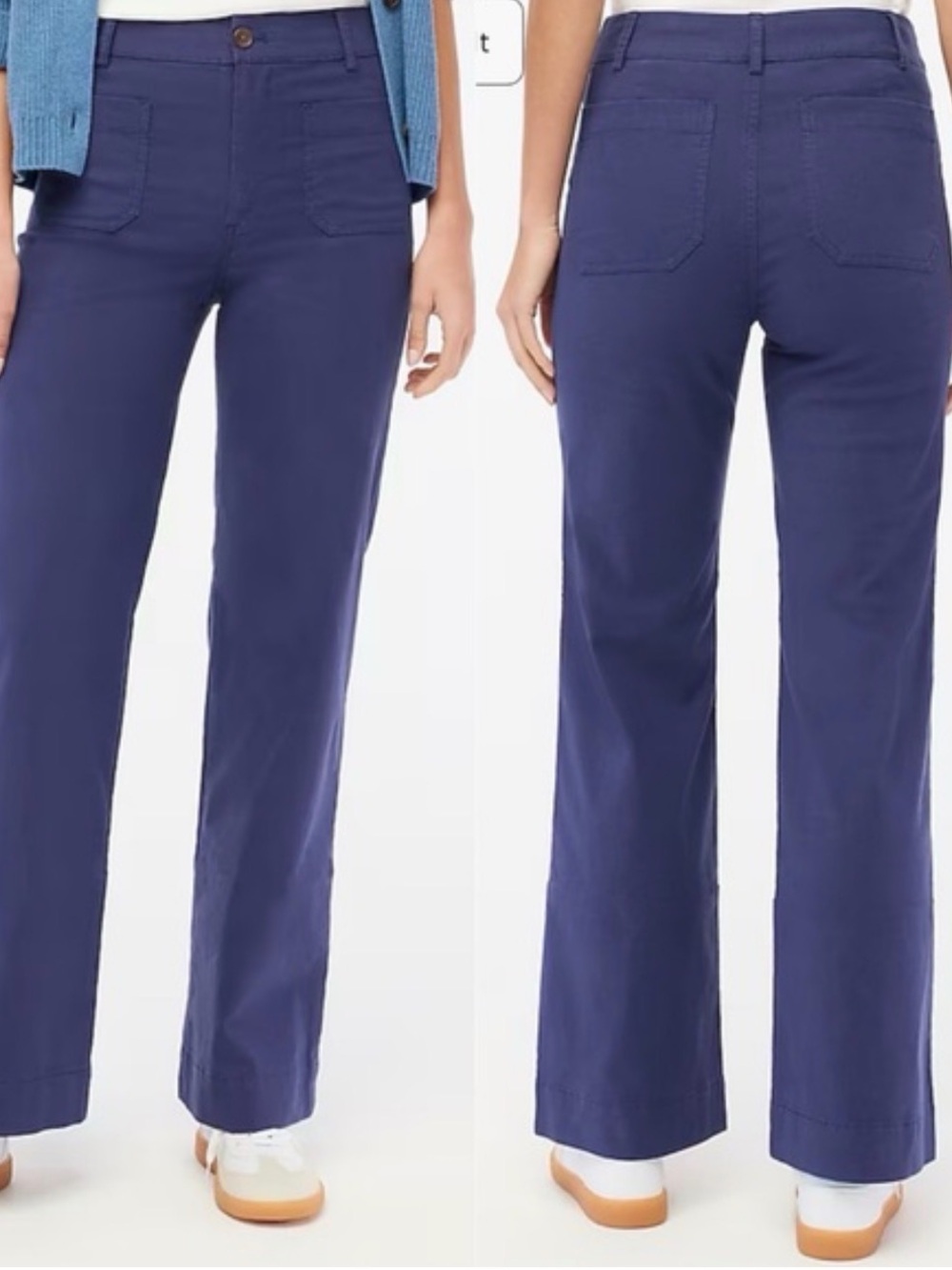 NWT J. Crew Navy High-Rise Wide-Leg Pants Coastal Patch Pocket